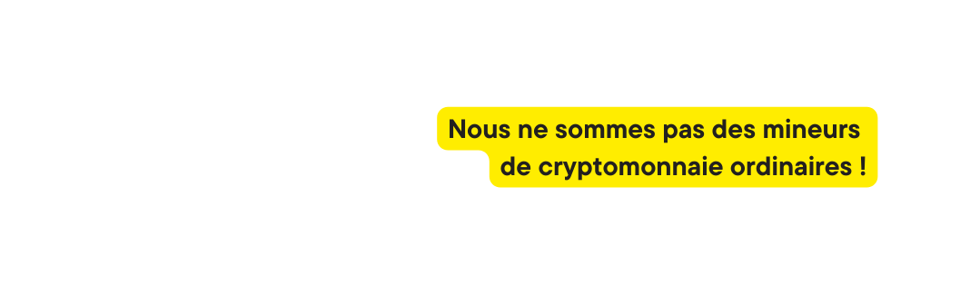 Nous ne sommes pas des mineurs de cryptomonnaie ordinaires